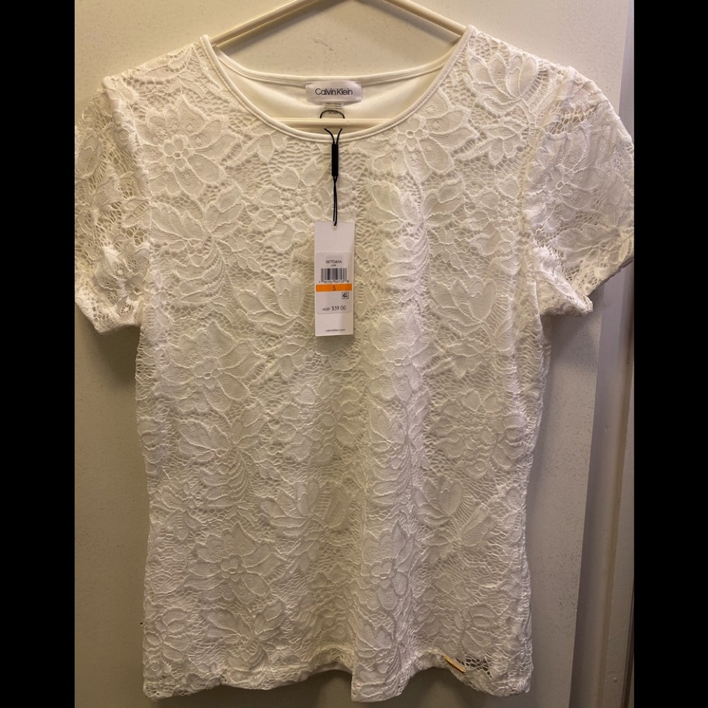Calvin Klein white lace blouse